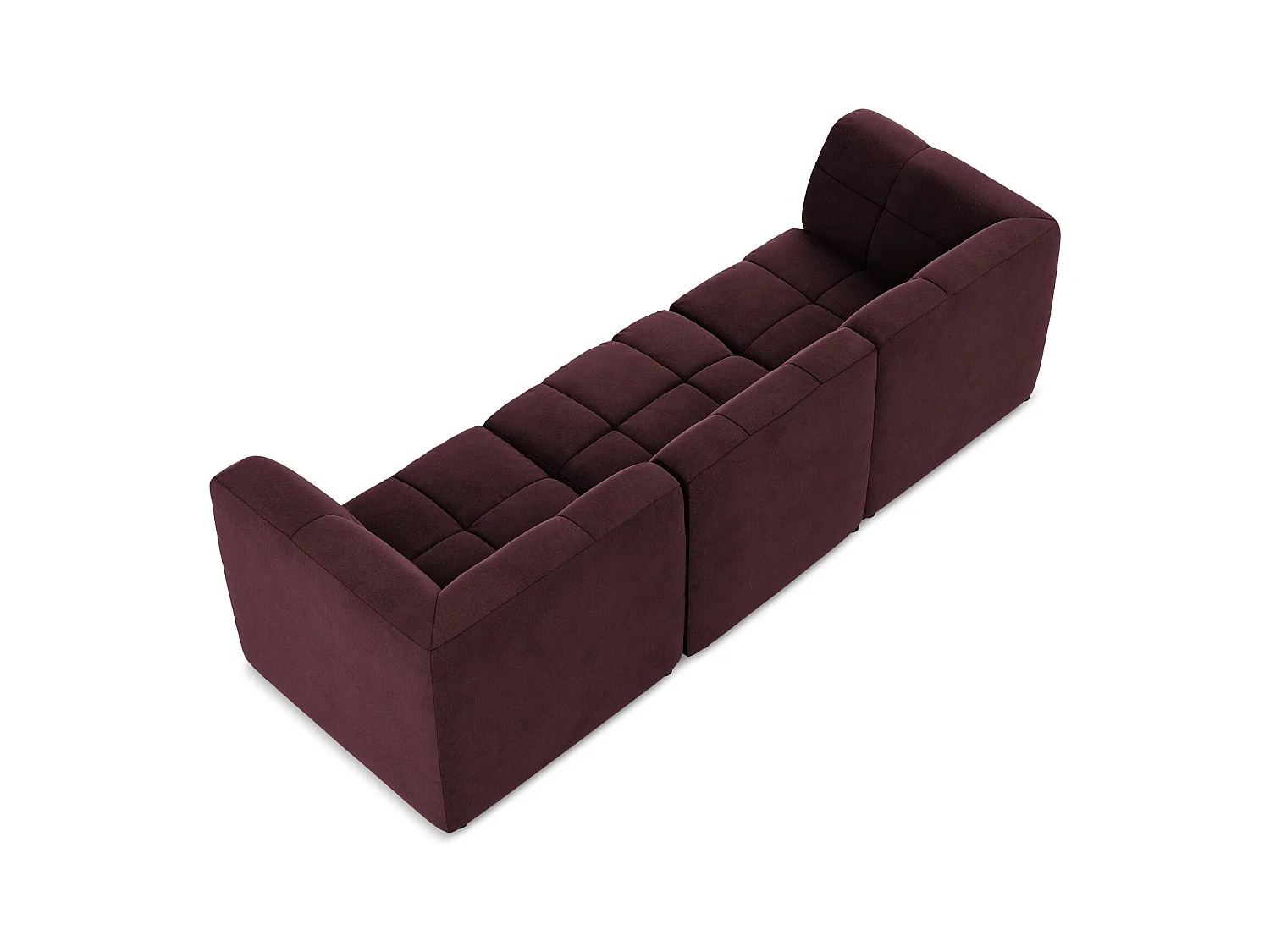 Modulares 3-Sitzer Sofa - - Samt - Burgund - ALOHA