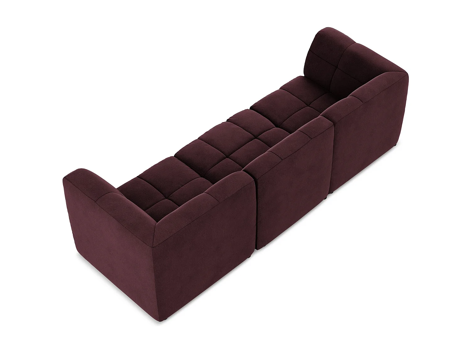 Canapé modulable 3 places en velours - bourgogne - ALOHA