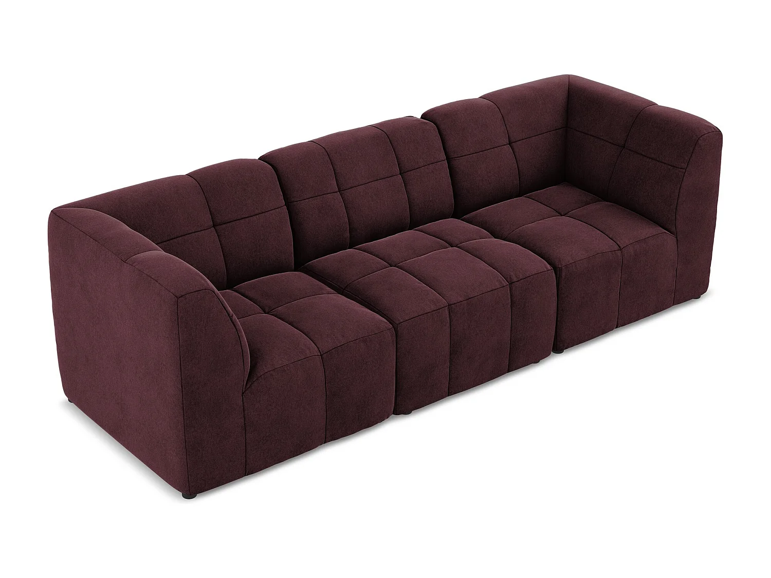 Canapé modulable 3 places en velours - bourgogne - ALOHA