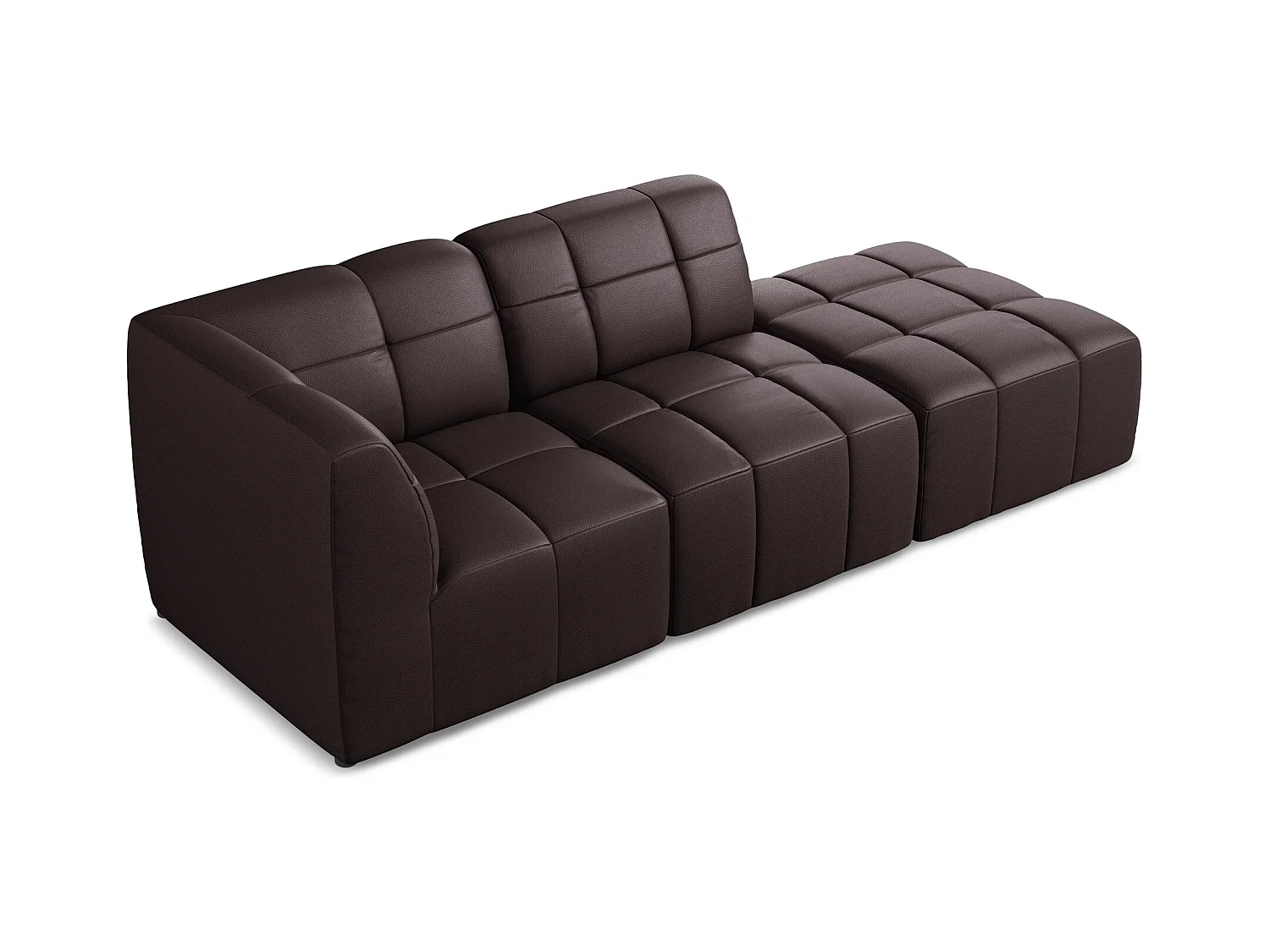 3-Sitzer Modulares Ecksofa - Ecke Rechts - Kunstleder - Pflaume - ALOHA