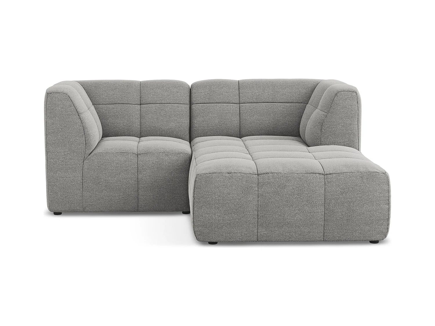 Narożnik prawostronny - z tkaniny bouclé - jasny szary - ALOHA