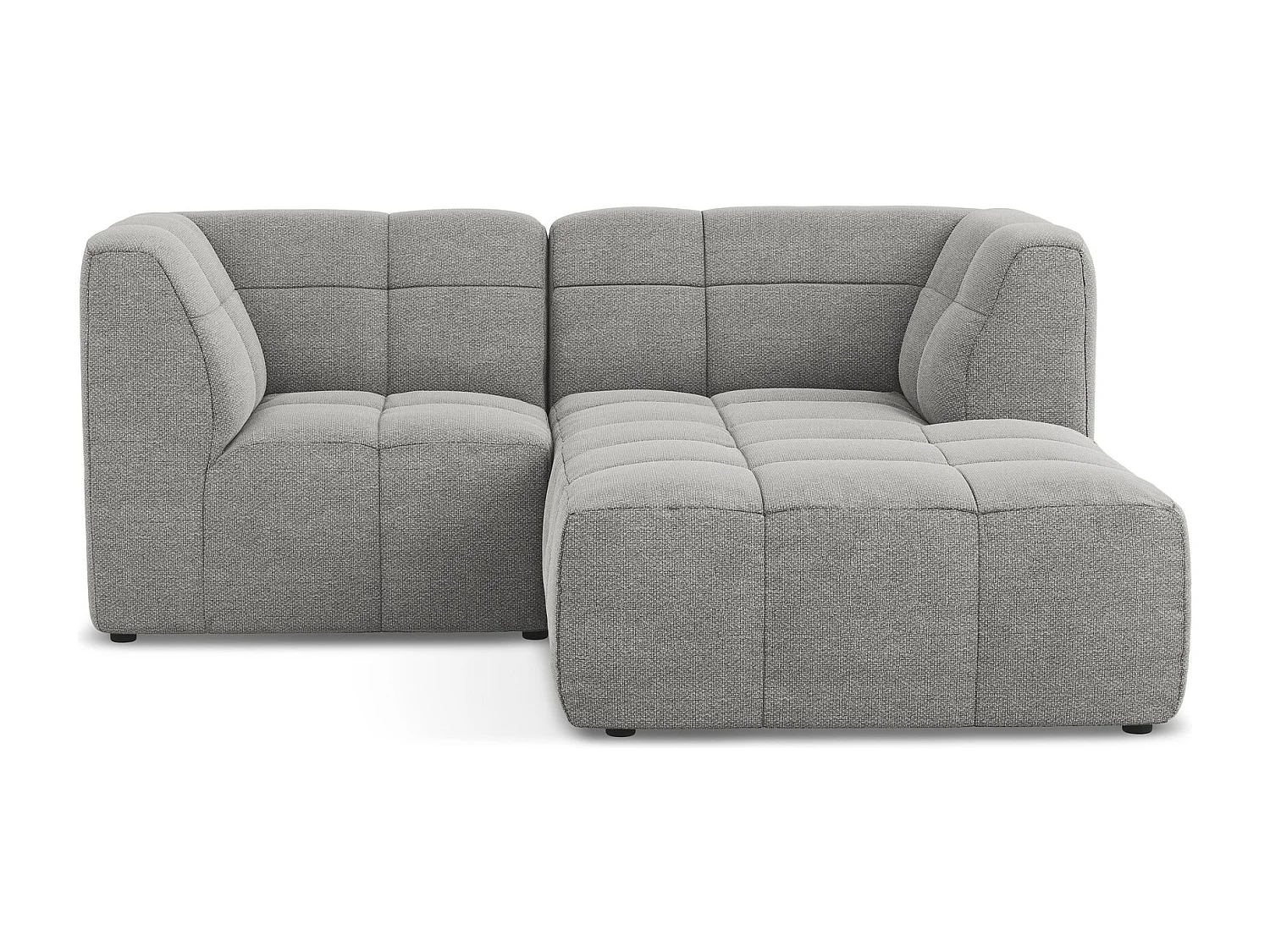 Canapé d'angle 2,5 places modulaire droit en tissu bouclette - gris clair - ALOHA