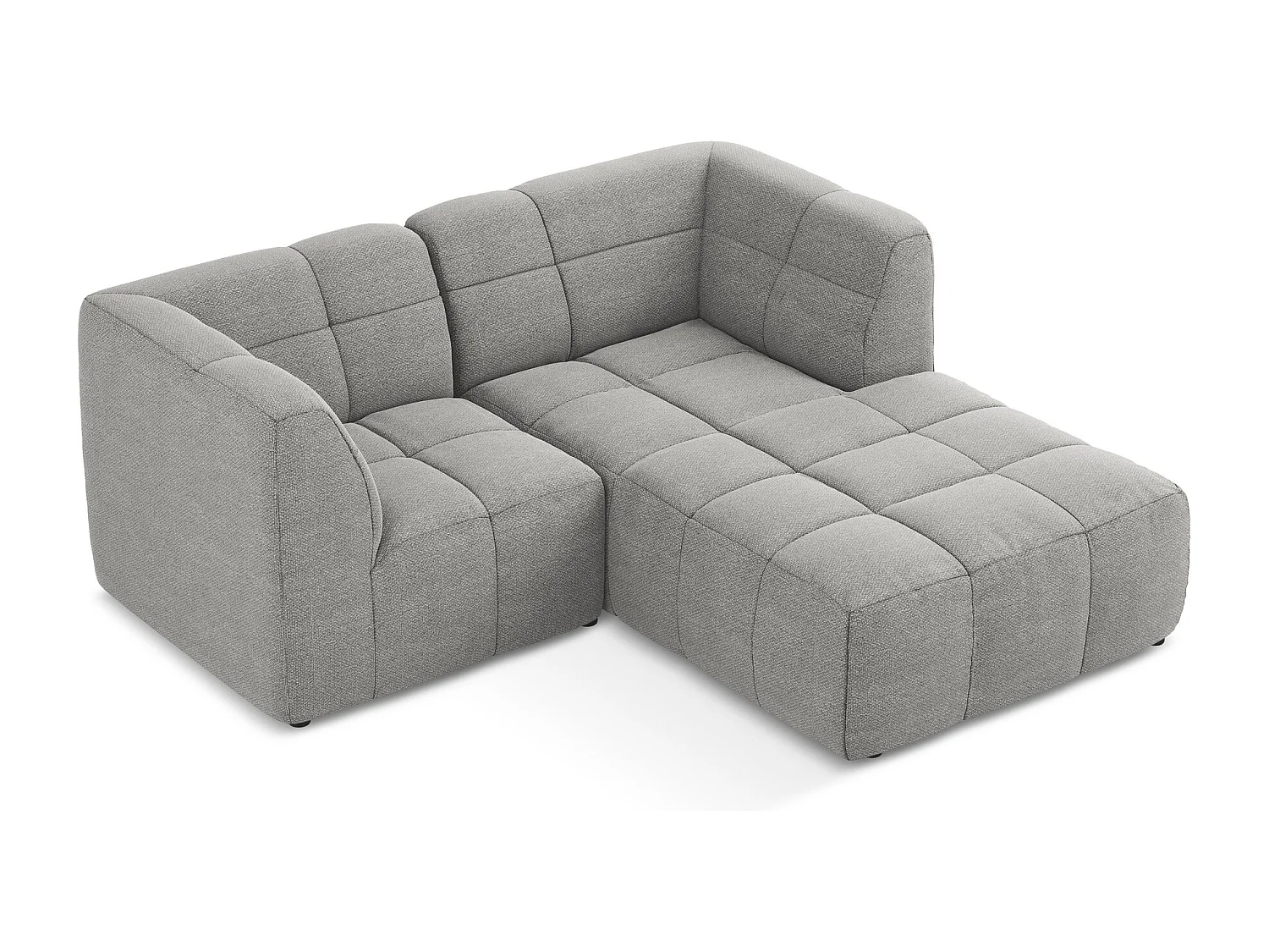 Canapé d'angle 2,5 places modulaire droit en tissu bouclette - gris clair - ALOHA