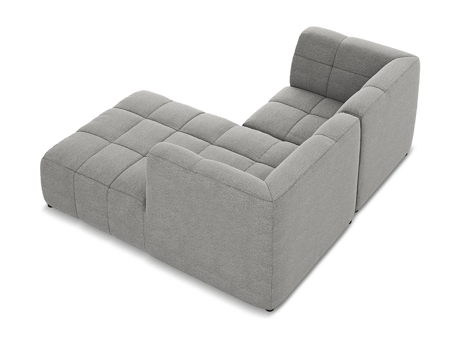 Canapé d'angle 2,5 places modulaire droit en tissu bouclette - gris clair - ALOHA