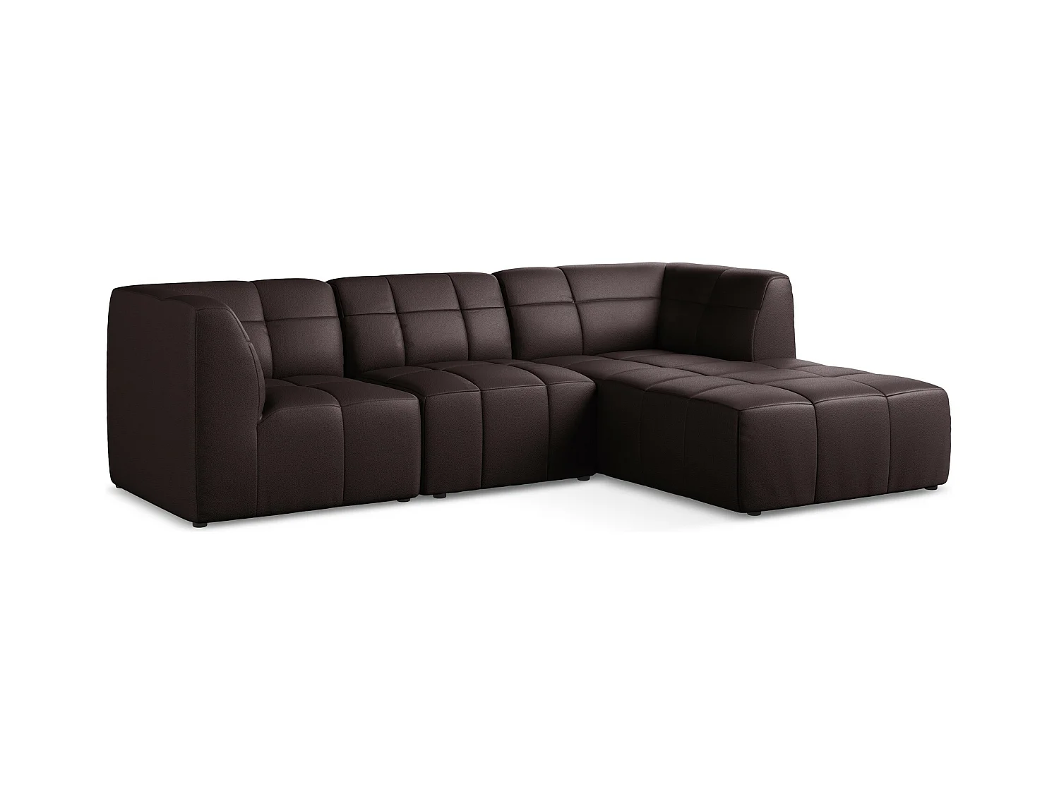 Canapé d'angle 3 places modulaire droit en similicuir - prune - ALOHA