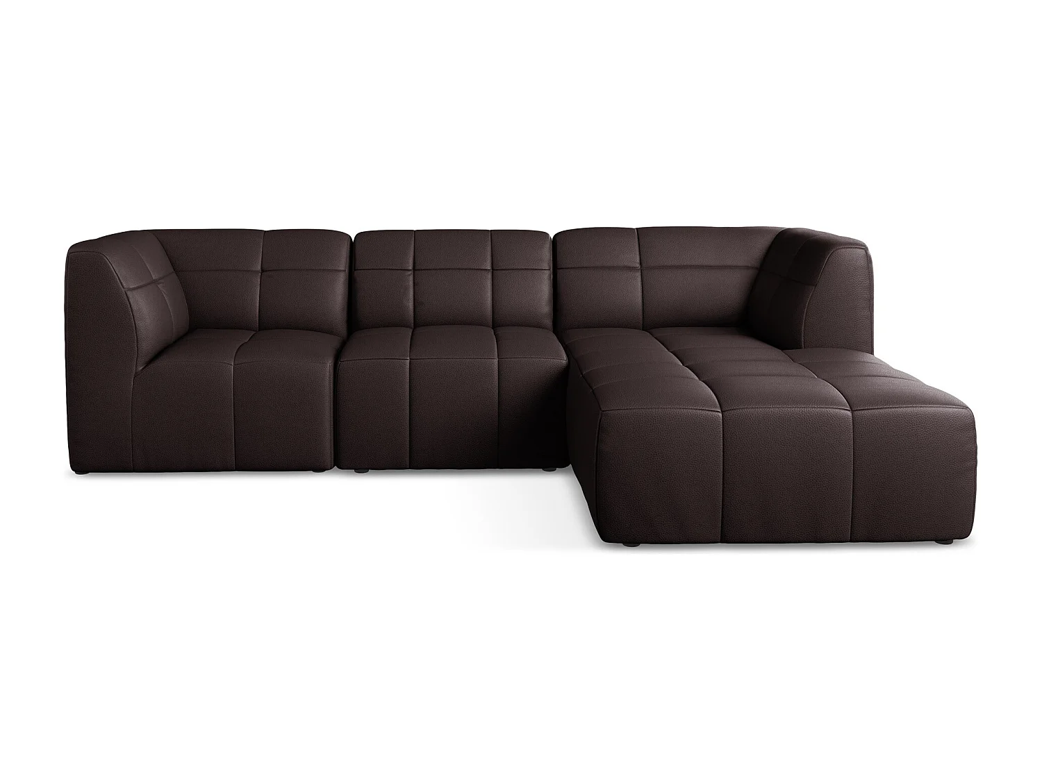 Sofá modular 3 plazas derecho de piel sintética ciruela - ALOHA