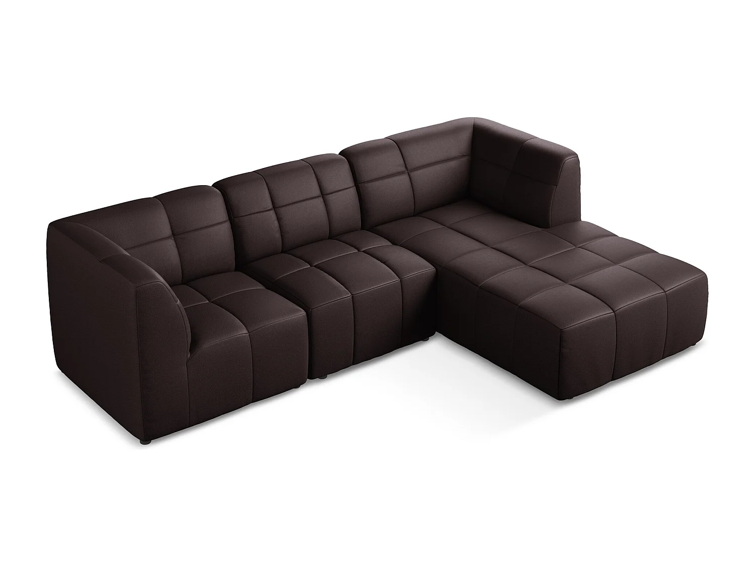 Sofá modular 3 plazas derecho de piel sintética ciruela - ALOHA