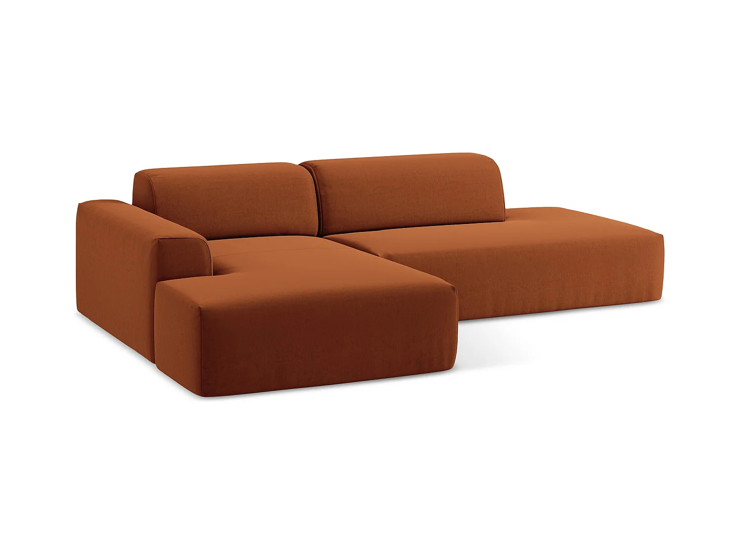 Modulaire hoekbank rechts van terracotta velours - KELI