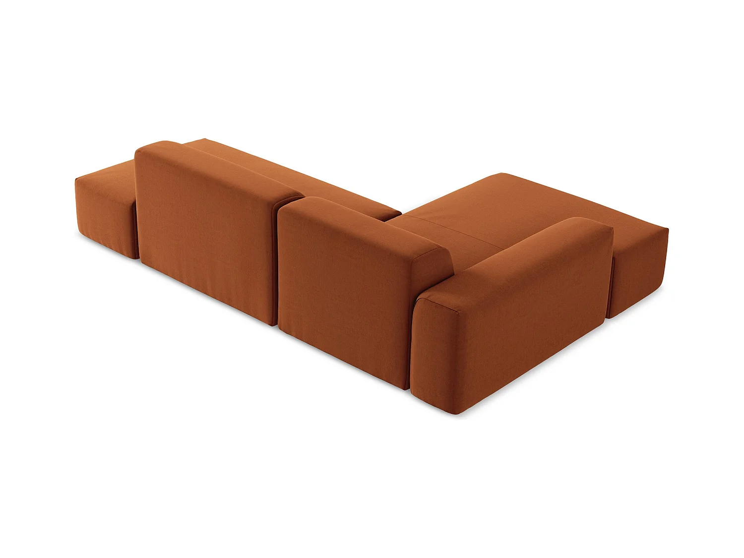 Modulaire hoekbank rechts van terracotta velours - KELI