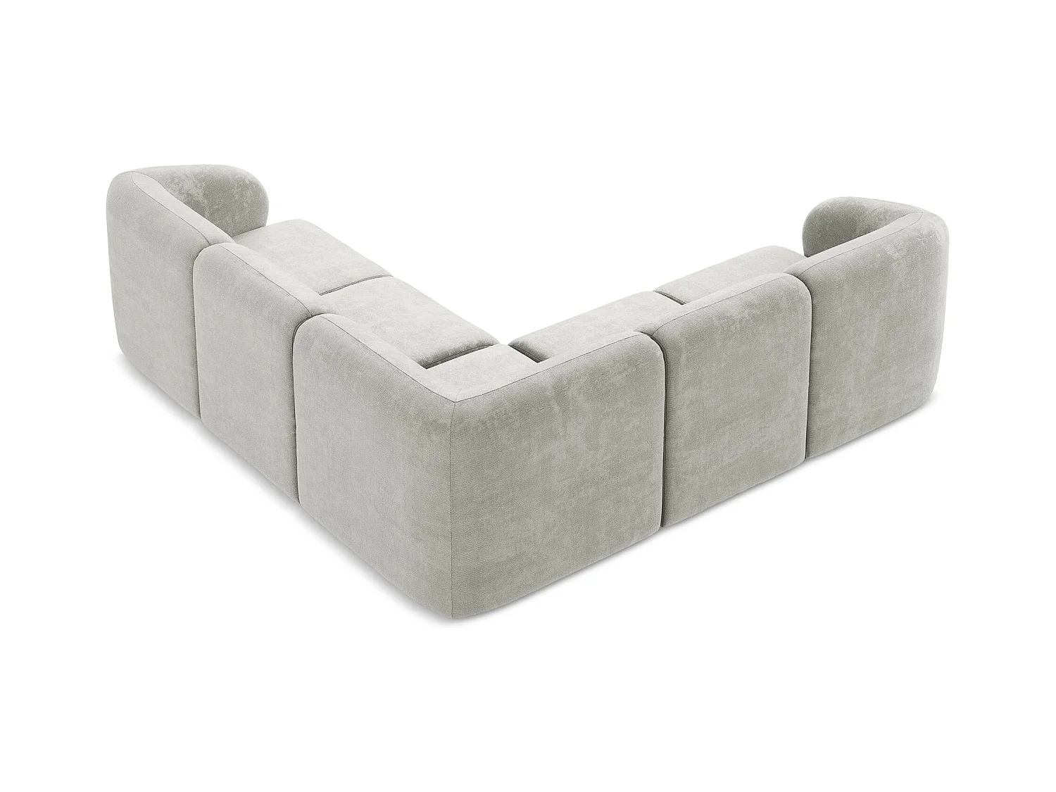 Canapé d'angle 4 places modulaire en tissu chenille - gris clair - LANI