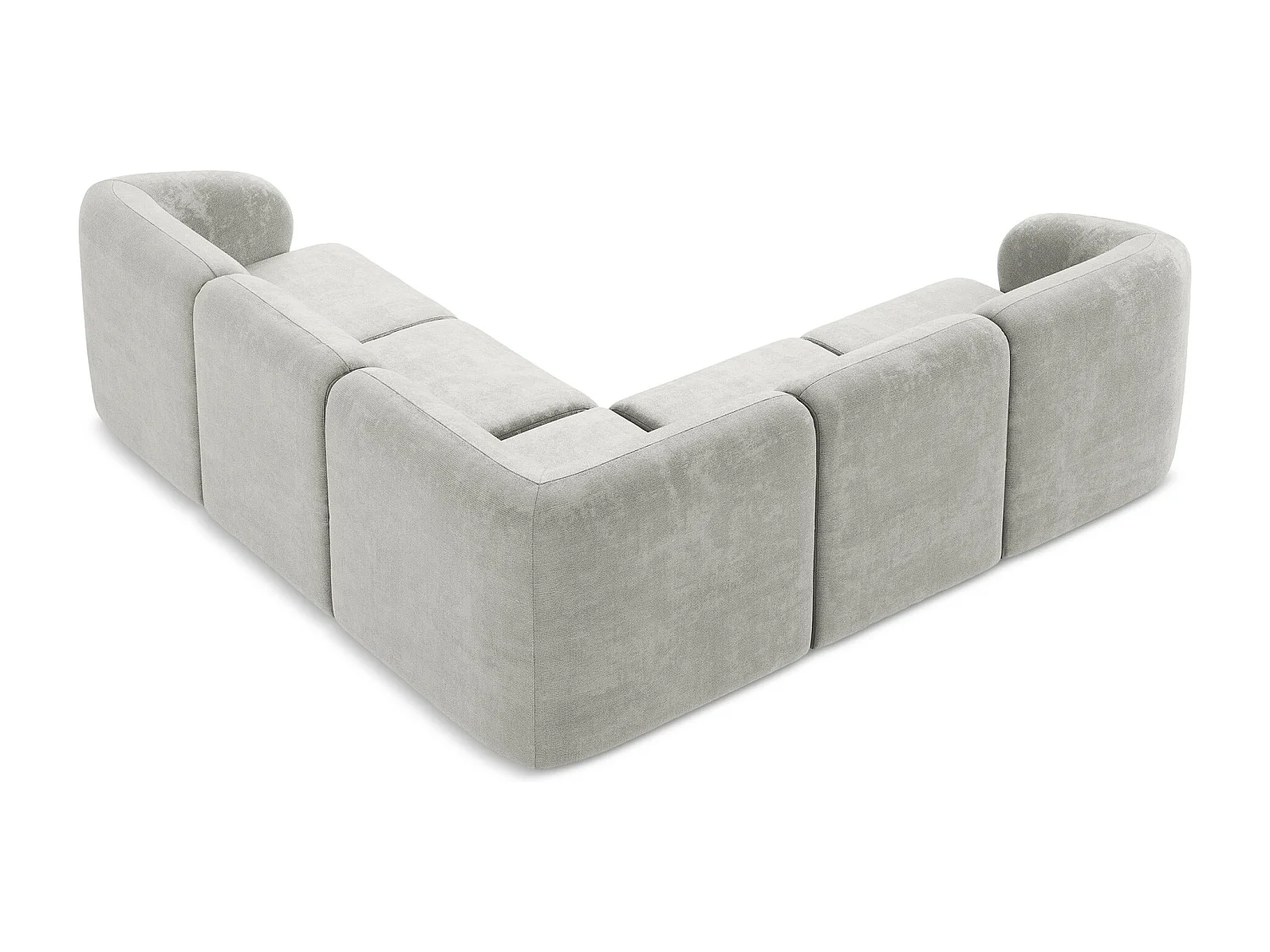 Modulaire hoekbank van lichtgrijs chenille stof - LANI