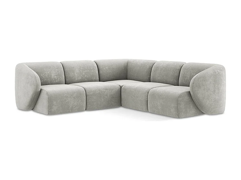 Modulaire hoekbank van lichtgrijs chenille stof - LANI