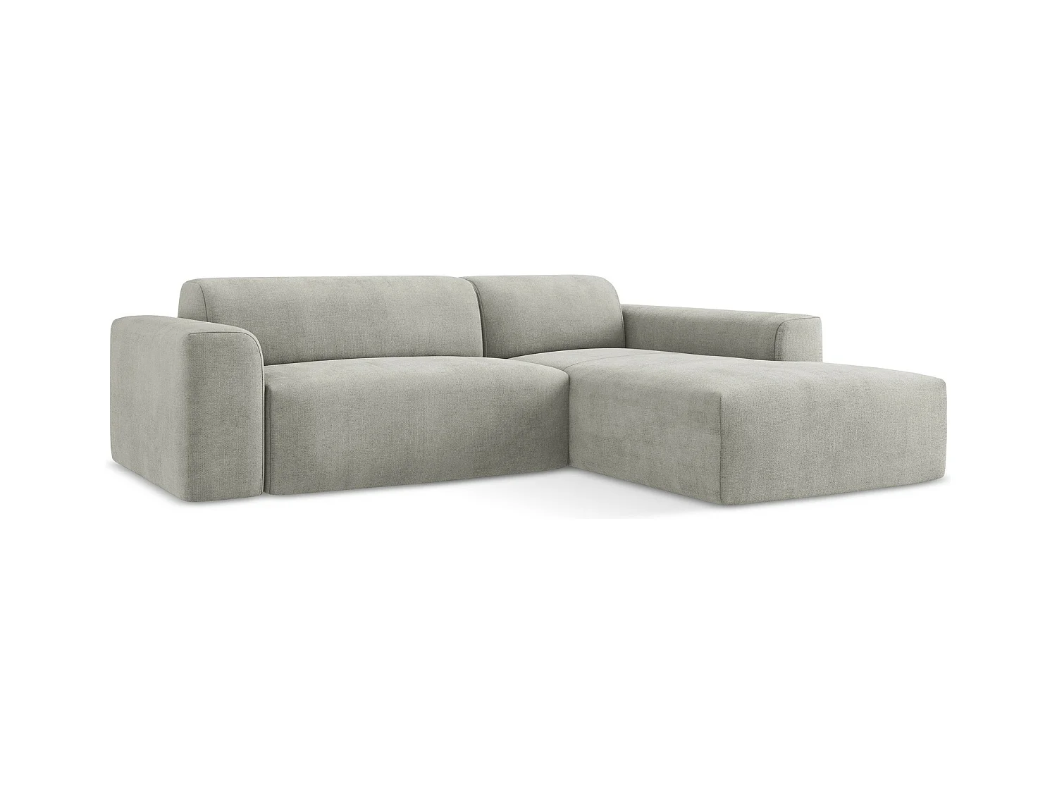 Canapé d'angle 3 places modulaire droit en tissu texturé - gris clair - KELI