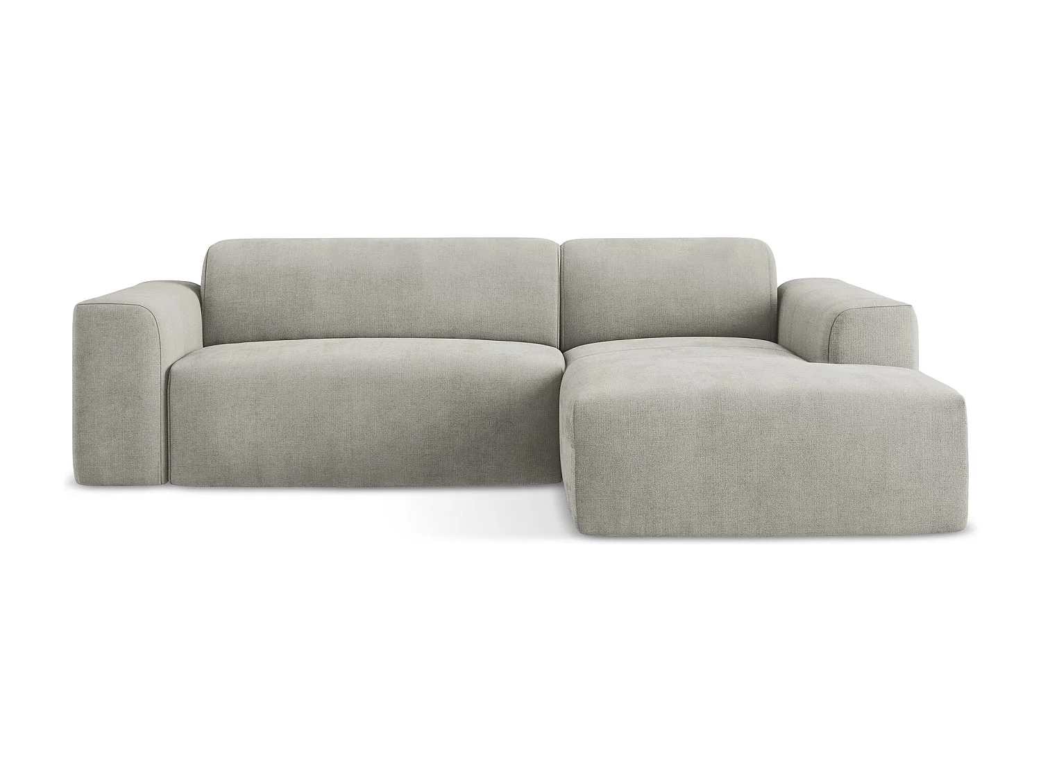 Canapé d'angle 3 places modulaire droit en tissu texturé - gris clair - KELI