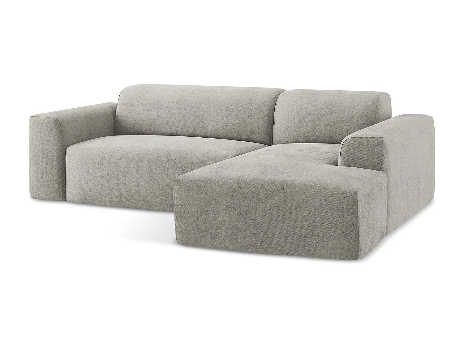 Canapé d'angle 3 places modulaire droit en tissu texturé - gris clair - KELI