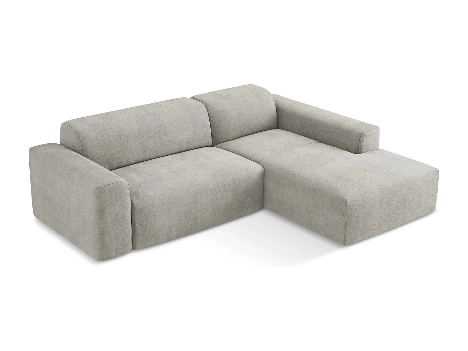 Canapé d'angle 3 places modulaire droit en tissu texturé - gris clair - KELI