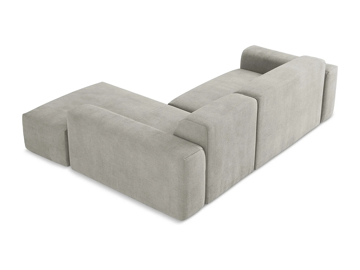 Canapé d'angle 3 places modulaire droit en tissu texturé - gris clair - KELI