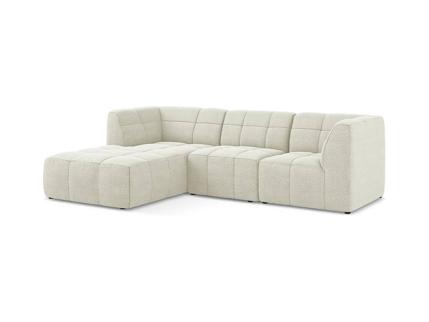 Canapé d'angle 3 places modulaire gauche en tissu bouclette - sable - ALOHA