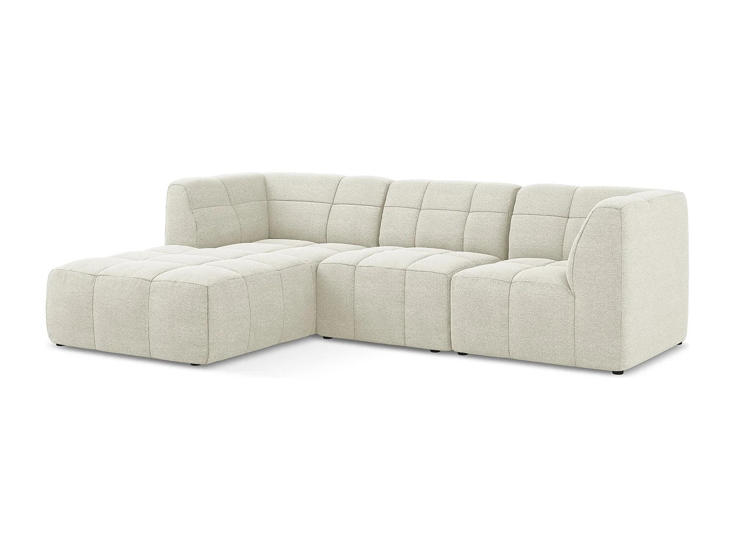 Canapé d'angle 3 places modulaire gauche en tissu bouclette - sable - ALOHA