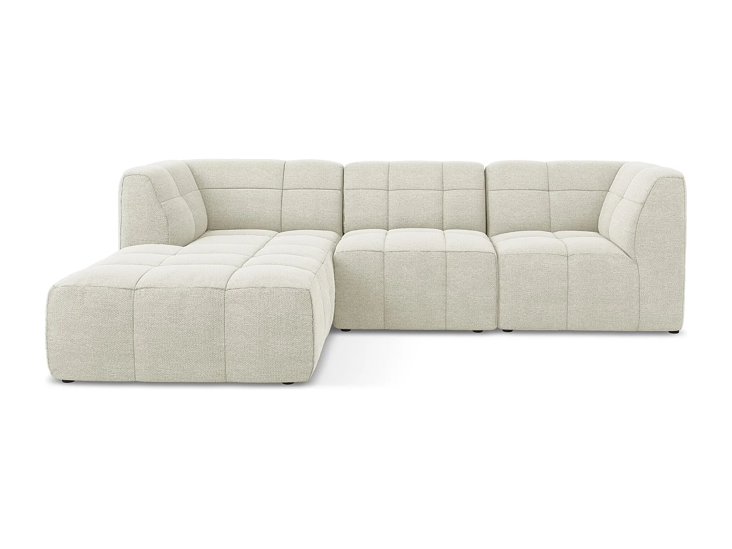 Canapé d'angle 3 places modulaire gauche en tissu bouclette - sable - ALOHA