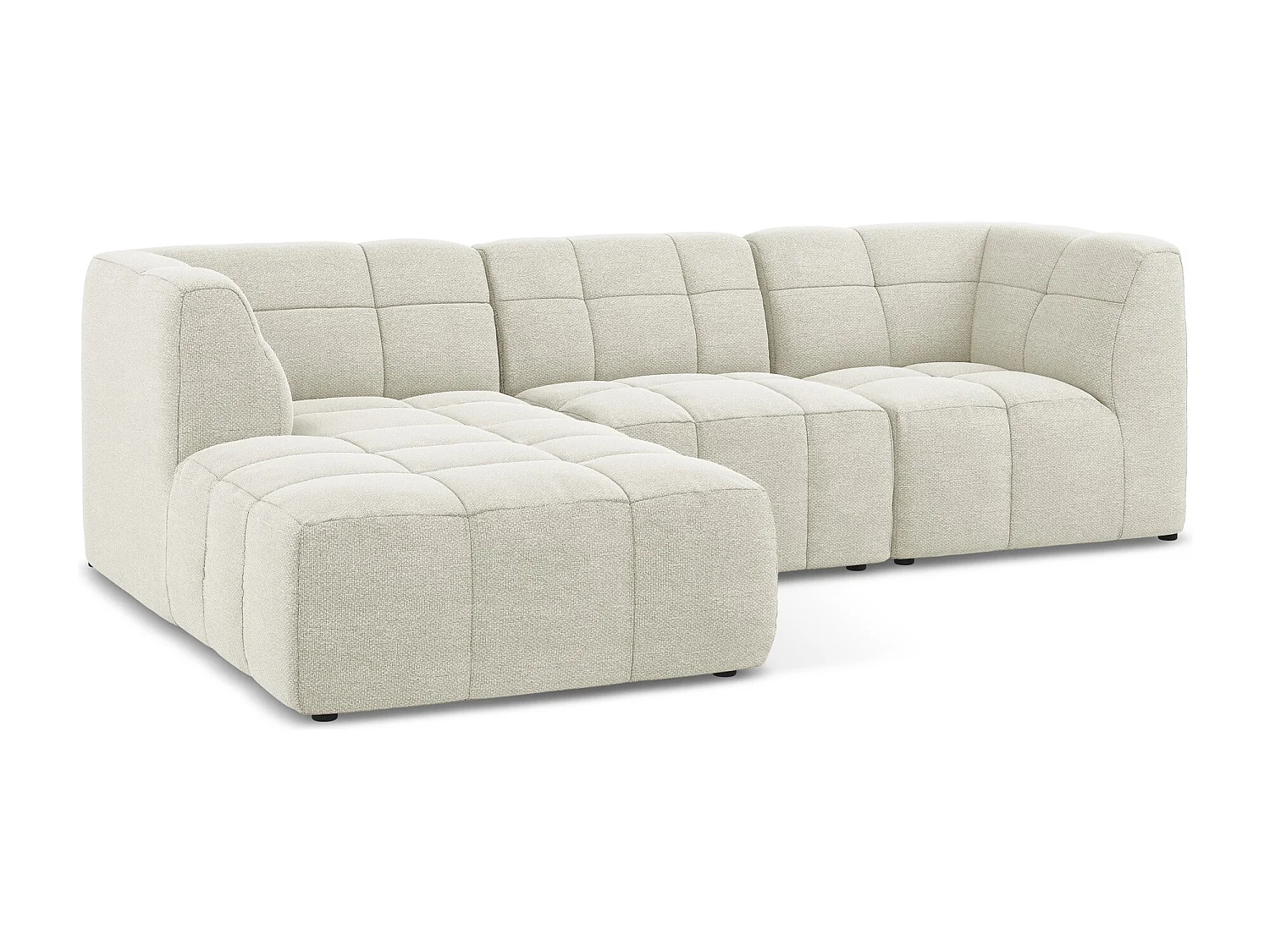 Canapé d'angle 3 places modulaire gauche en tissu bouclette - sable - ALOHA