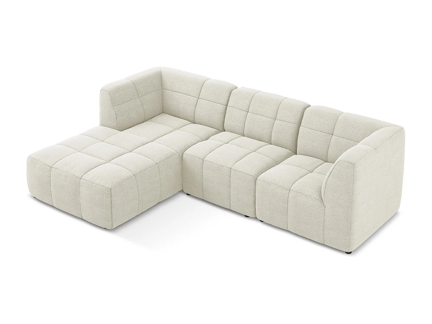 Canapé d'angle 3 places modulaire gauche en tissu bouclette - sable - ALOHA