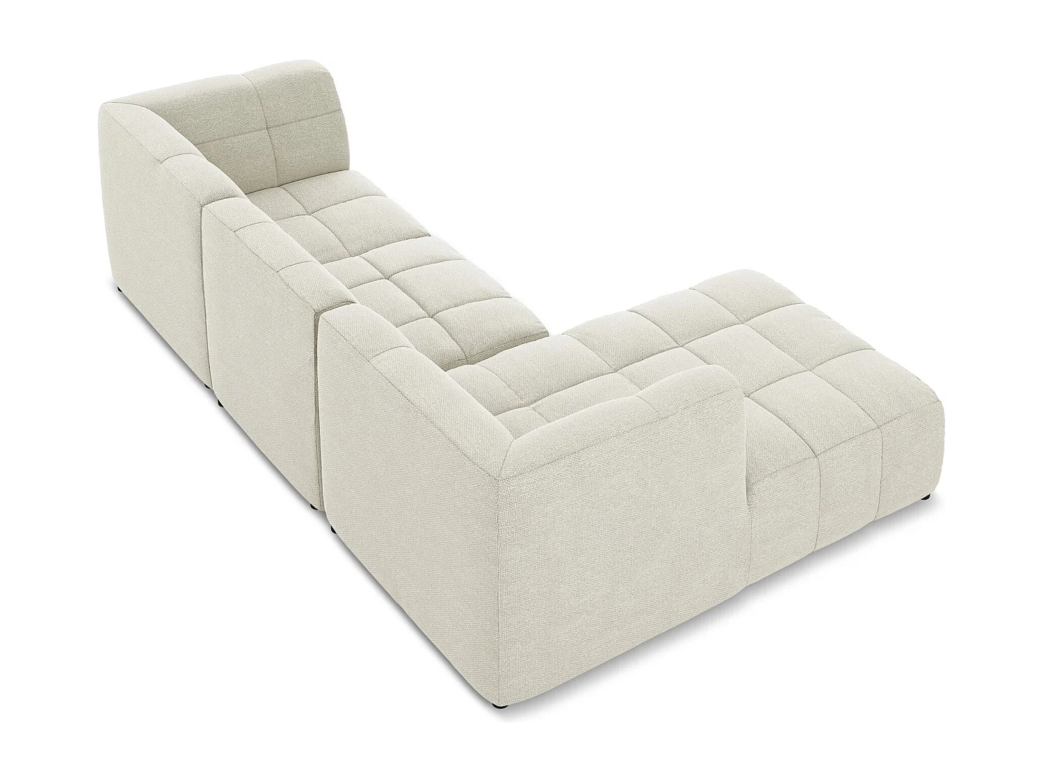 Canapé d'angle 3 places modulaire gauche en tissu bouclette - sable - ALOHA