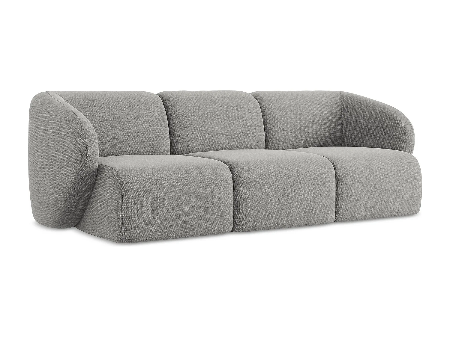 Driezits modulaire bank van lichtgrijs bouclé - LANI