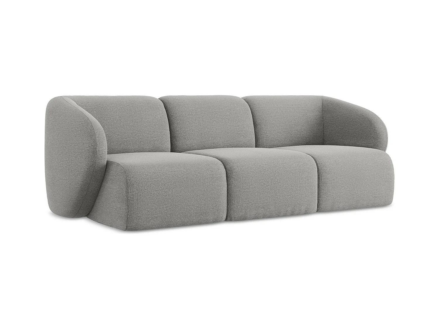 Modulares 3-Sitzer Sofa - - Bouclé - Hellgrau - LANI