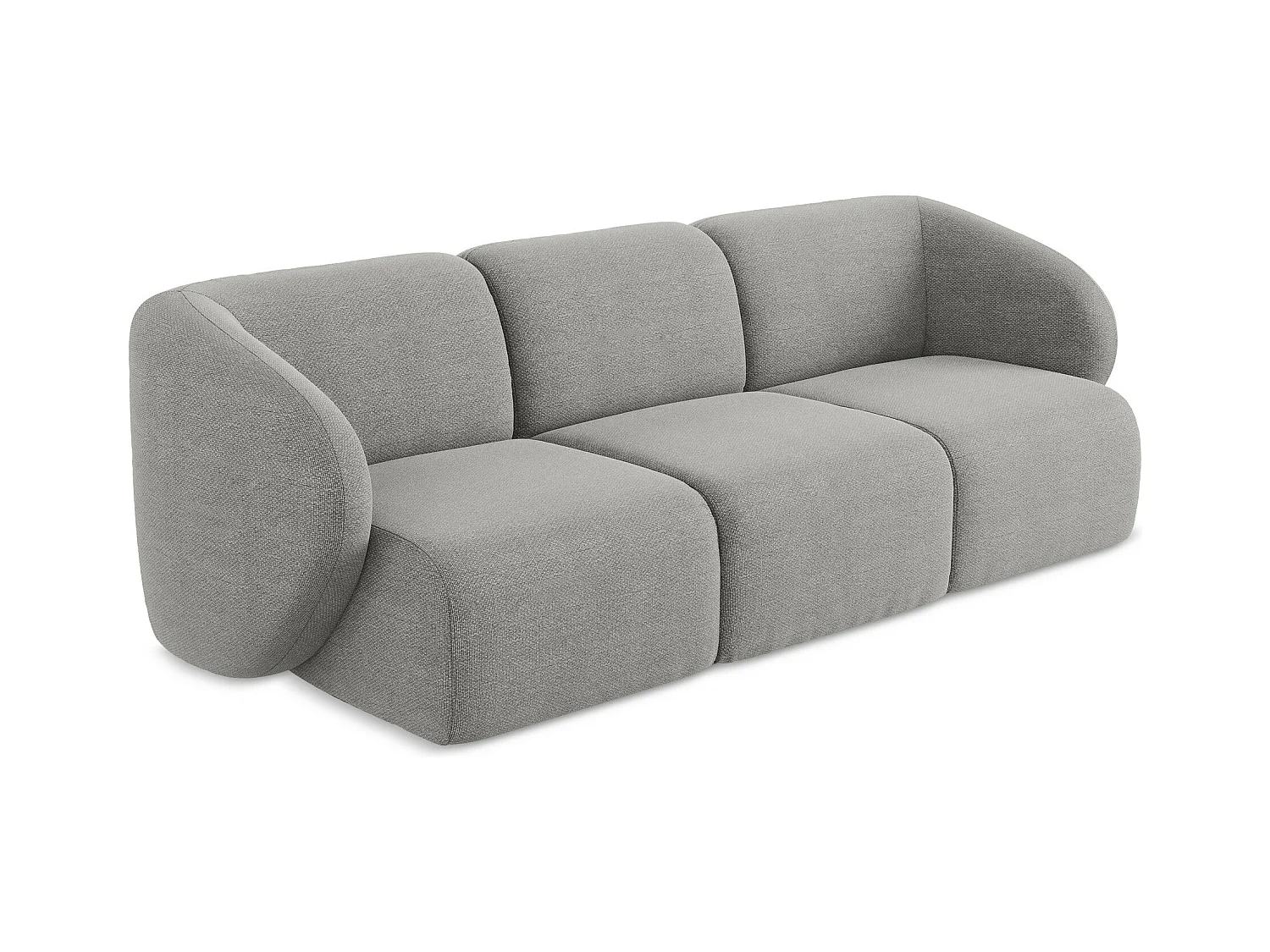 Canapé modulable 3 places en tissu bouclette - gris clair - LANI