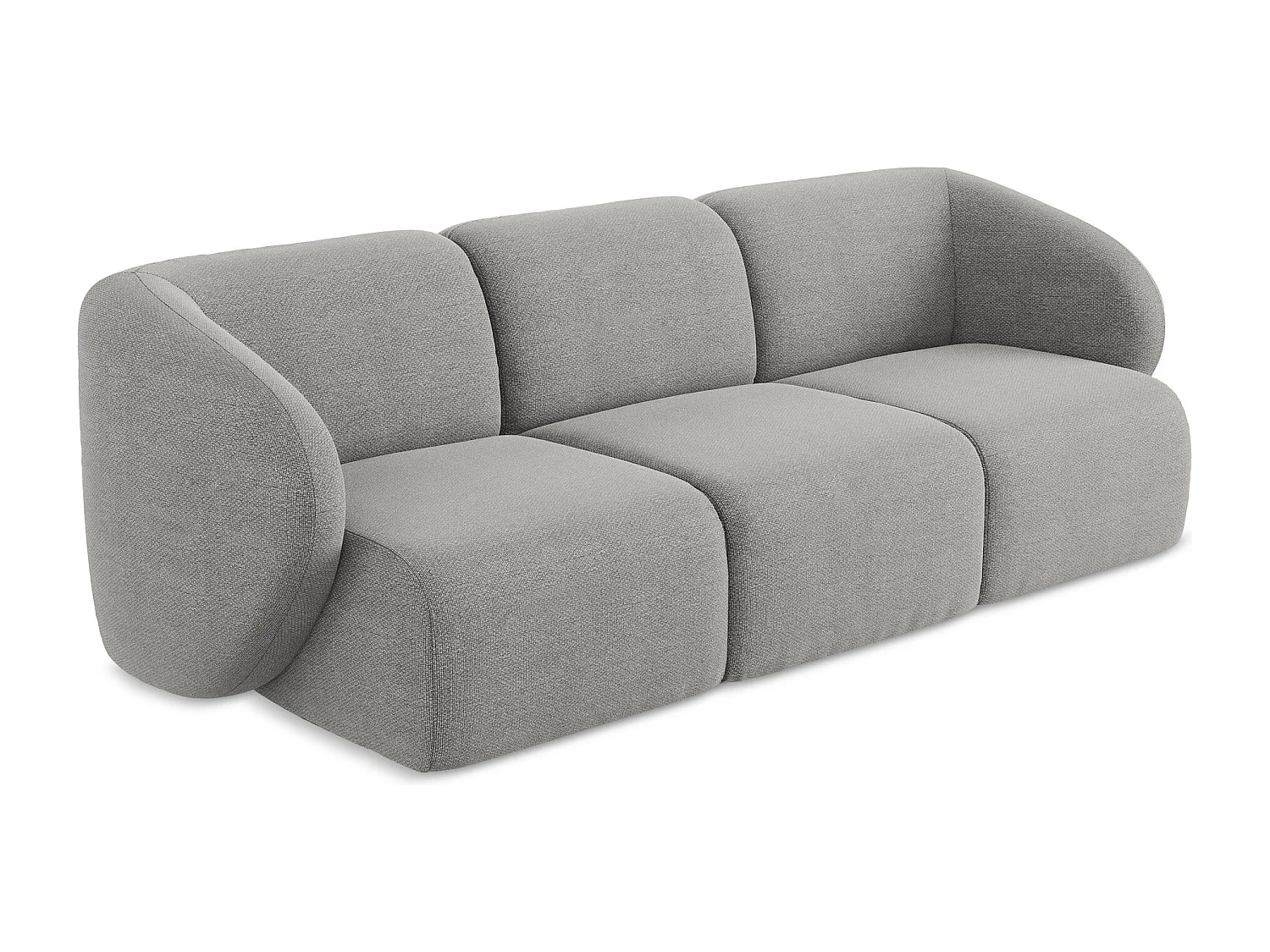 Canapé modulable 3 places en tissu bouclette - gris clair - LANI