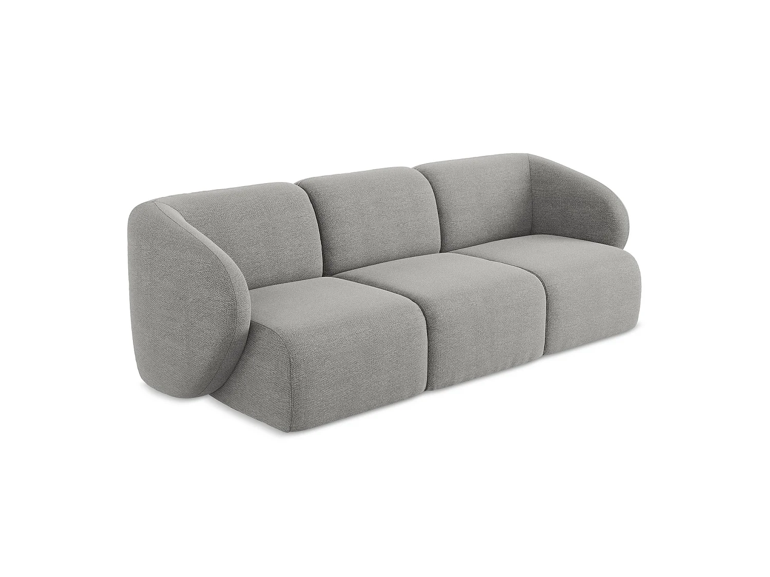 Modulares 3-Sitzer Sofa - - Bouclé - Hellgrau - CERVO
