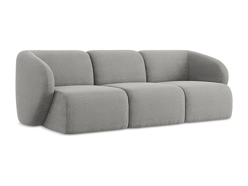 Canapé modulable 3 places en tissu bouclette - gris clair - LANI