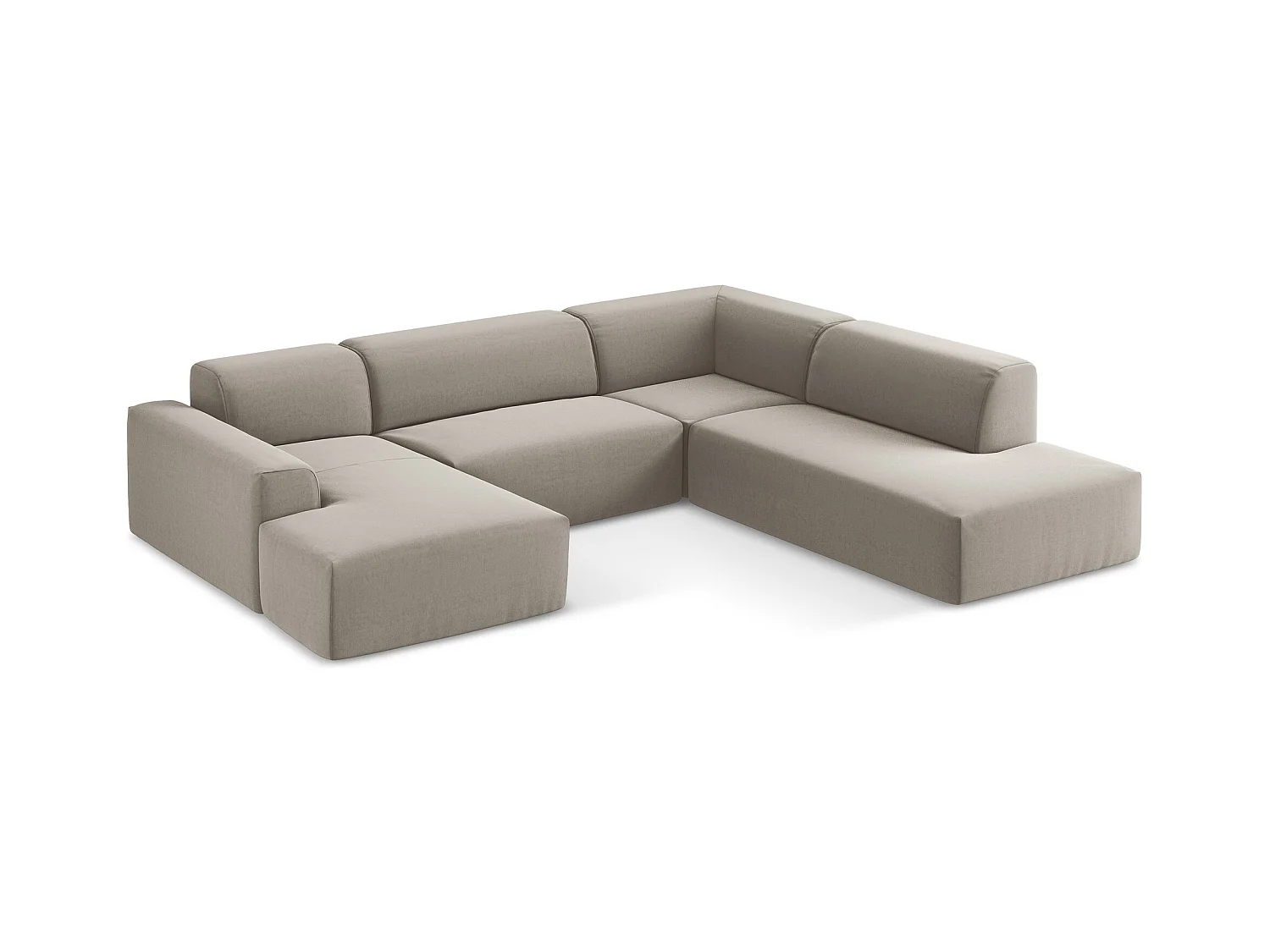 Große Wohnlandschaft Rechts - - Samt - Taupe - KELI