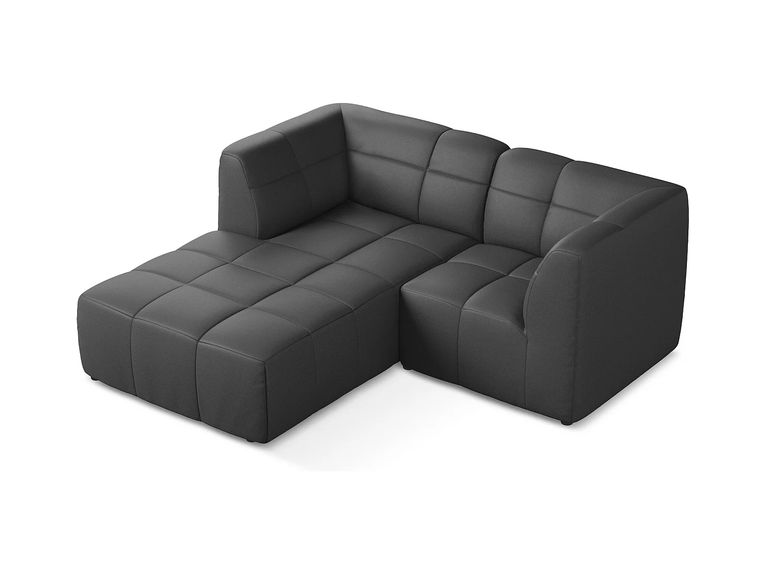 2,5-Sitzer Modulares Ecksofa - Ecke Links - Kunstleder - Grau - ALOHA