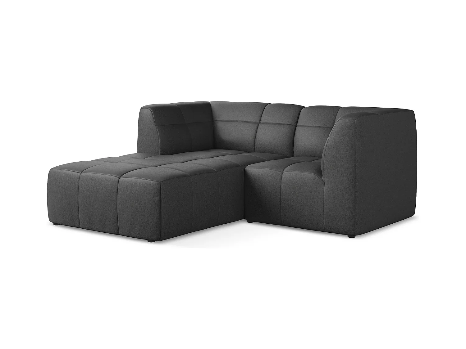 2,5-Sitzer Modulares Ecksofa - Ecke Links - Kunstleder - Grau - ALOHA