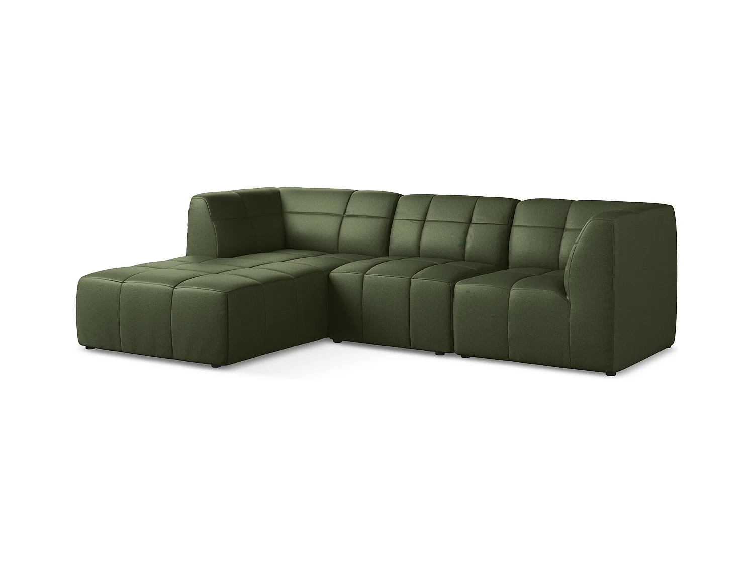 3-Sitzer Modulares Ecksofa - Ecke Links - Kunstleder - Grün - ALOHA