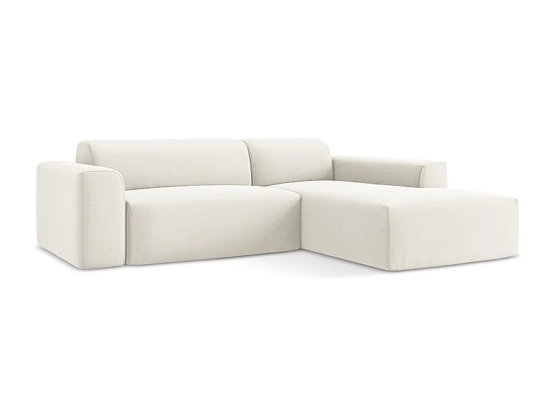 3-Sitzer Modulares Ecksofa - Ecke Rechts - Samt - Hell beige - KELI