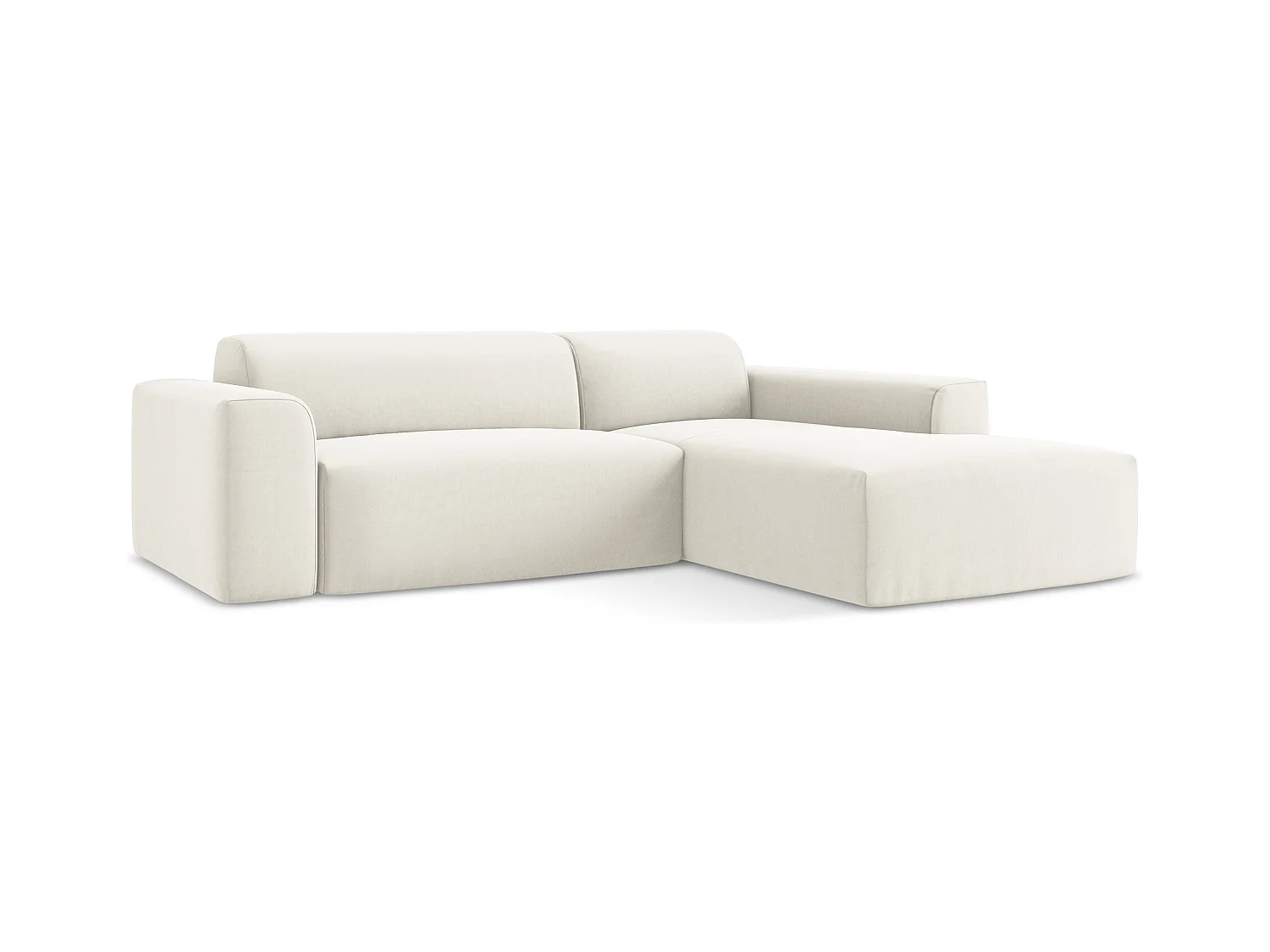 Narożnik prawostronny - z tkaniny welwetowej - jasny beż - KELI