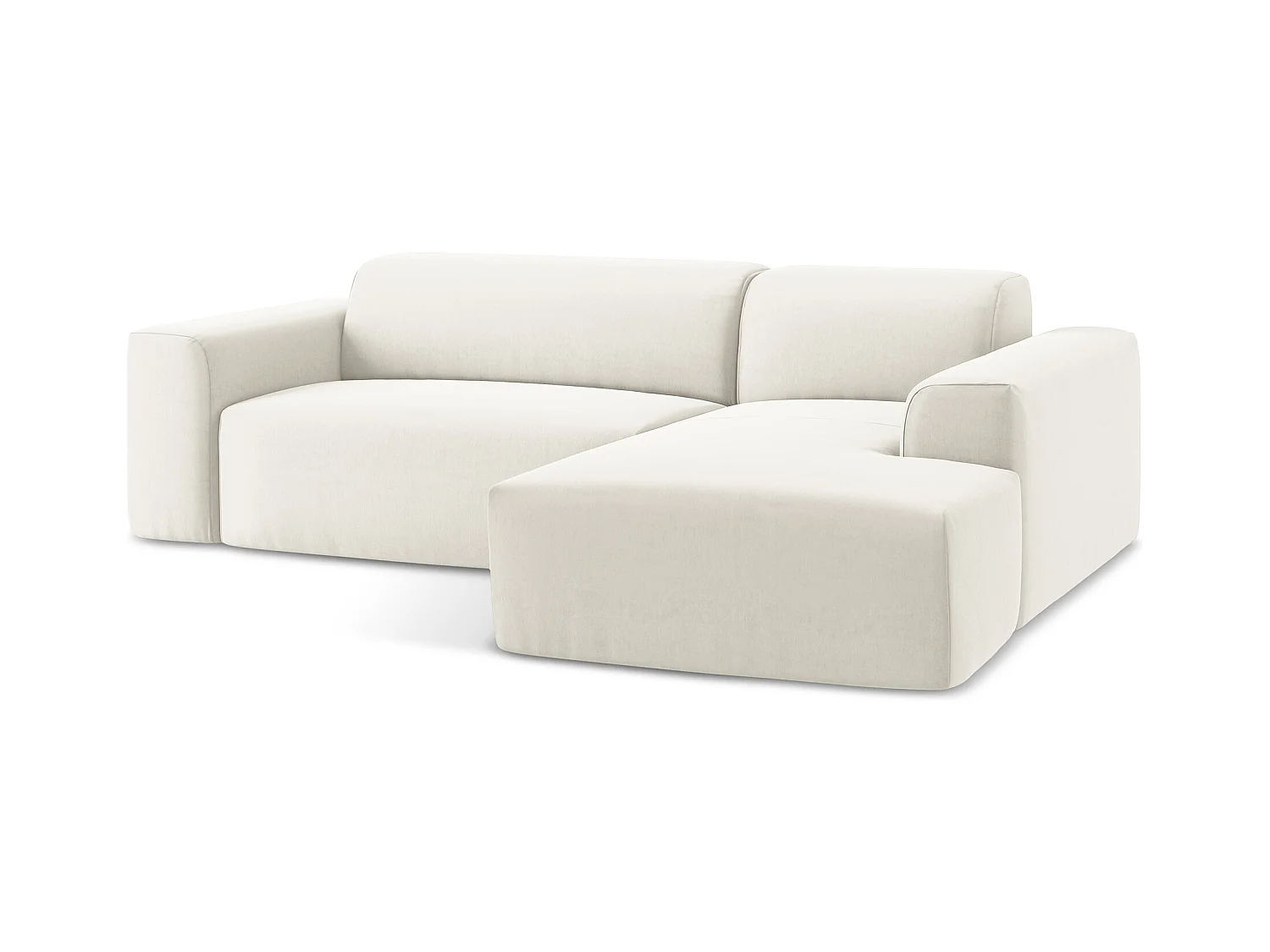 Narożnik prawostronny - z tkaniny welwetowej - jasny beż - KELI