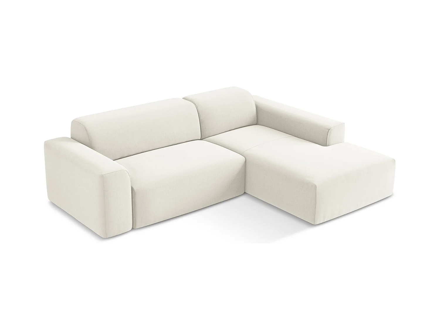 Narożnik prawostronny - z tkaniny welwetowej - jasny beż - KELI