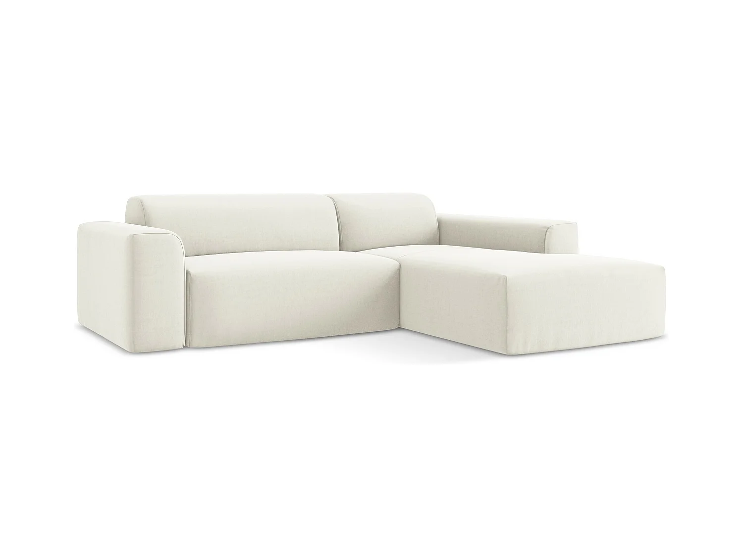 3-Sitzer Modulares Ecksofa - Ecke Rechts - Samt - Hell beige - KELI