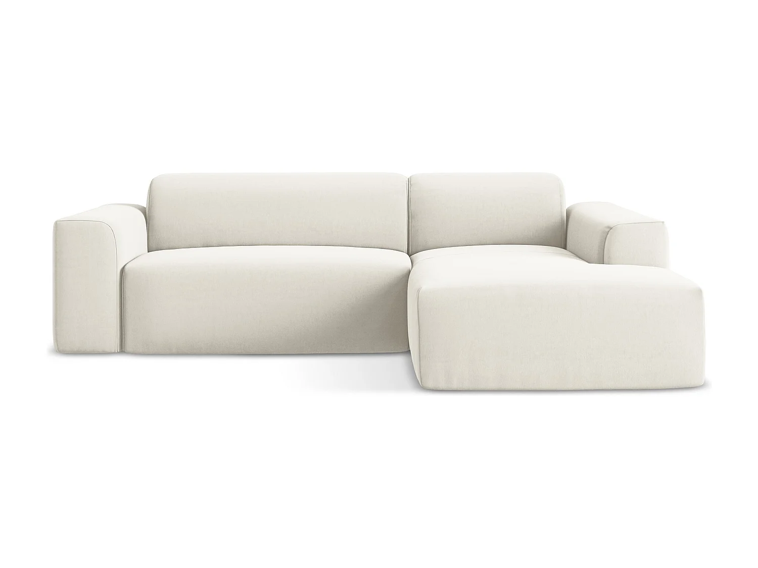 Canapé d'angle 3 places modulaire droit en velours - beige clair - KELI