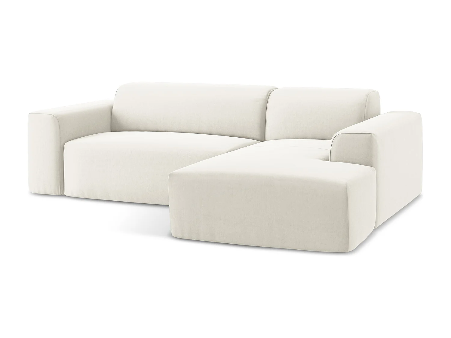 Canapé d'angle 3 places modulaire droit en velours - beige clair - KELI