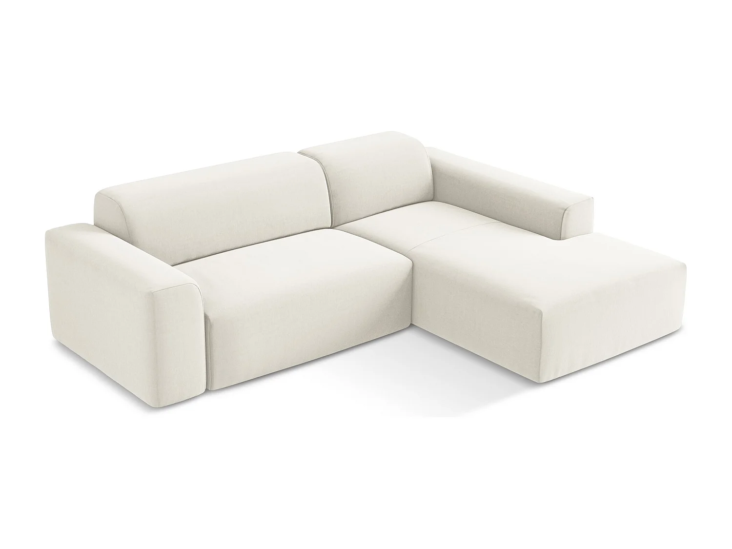 Canapé d'angle 3 places modulaire droit en velours - beige clair - KELI