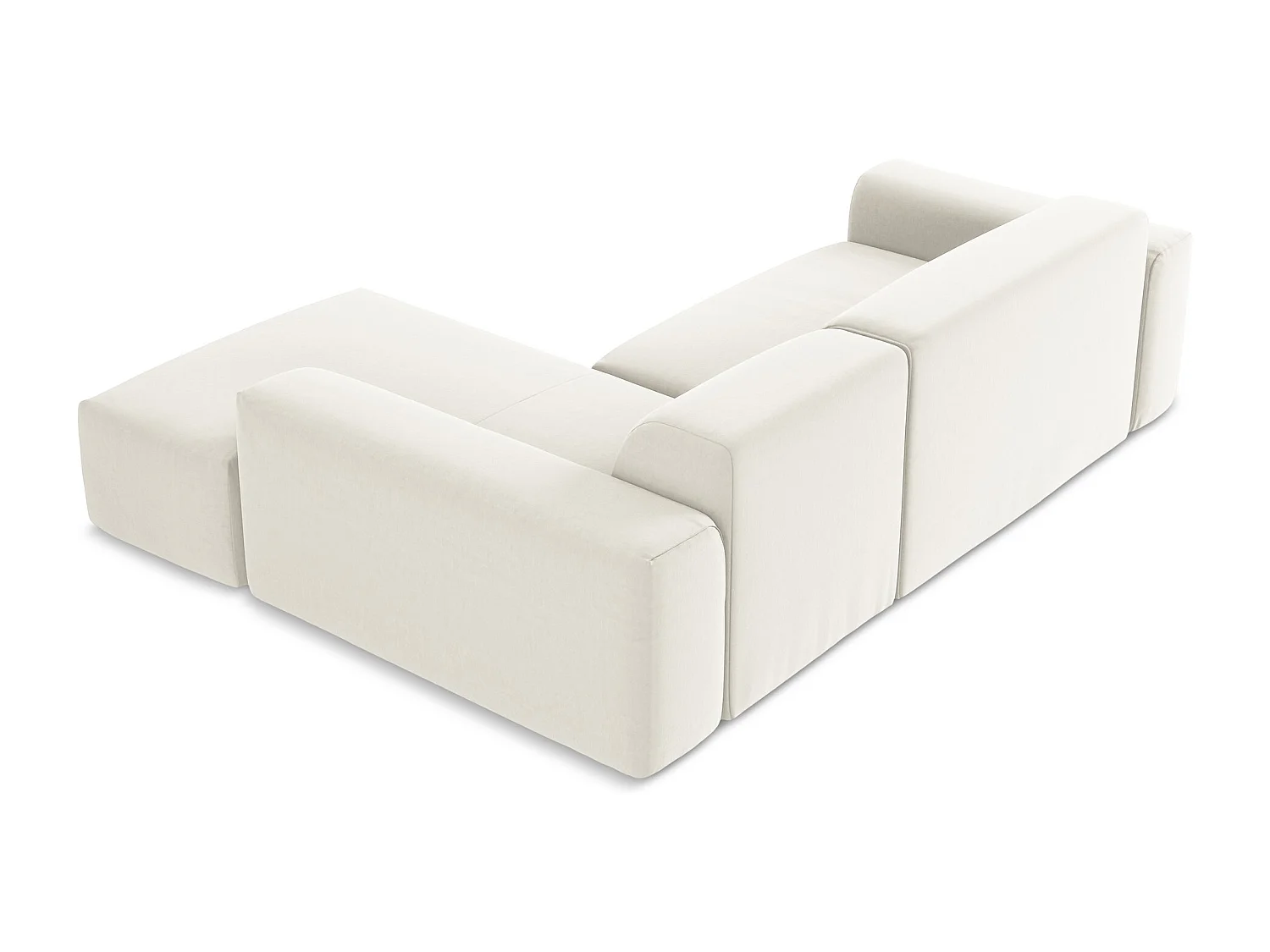 Canapé d'angle 3 places modulaire droit en velours - beige clair - KELI