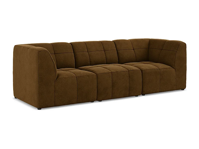 Driezits modulaire bank van mosterdgeel velours - ALOHA