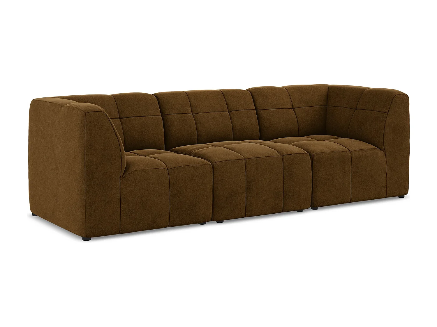 Canapé modulable 3 places en velours - moutarde - ALOHA