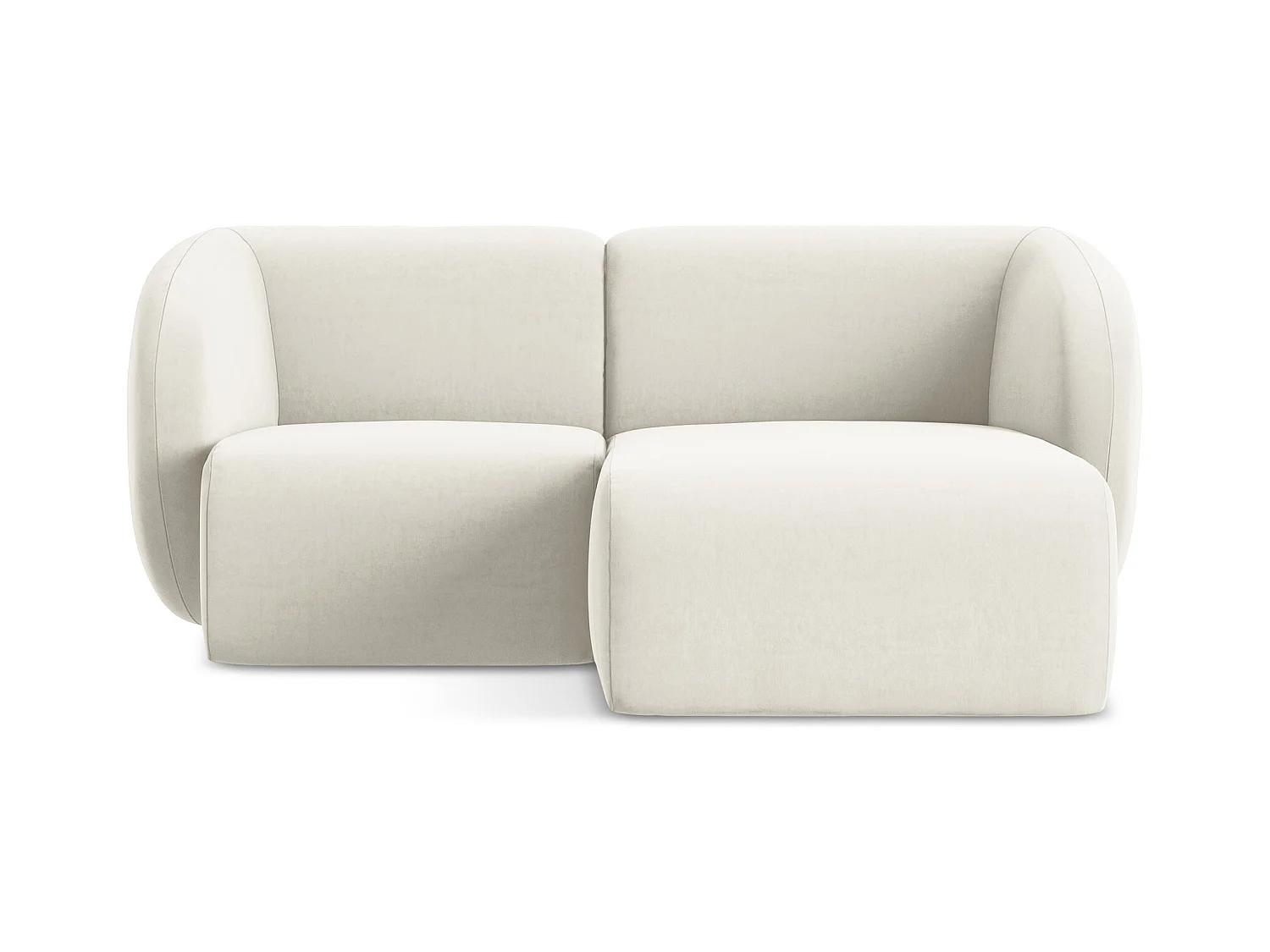 Canapé d'angle 2,5 places modulaire droit en velours - beige clair - LANI