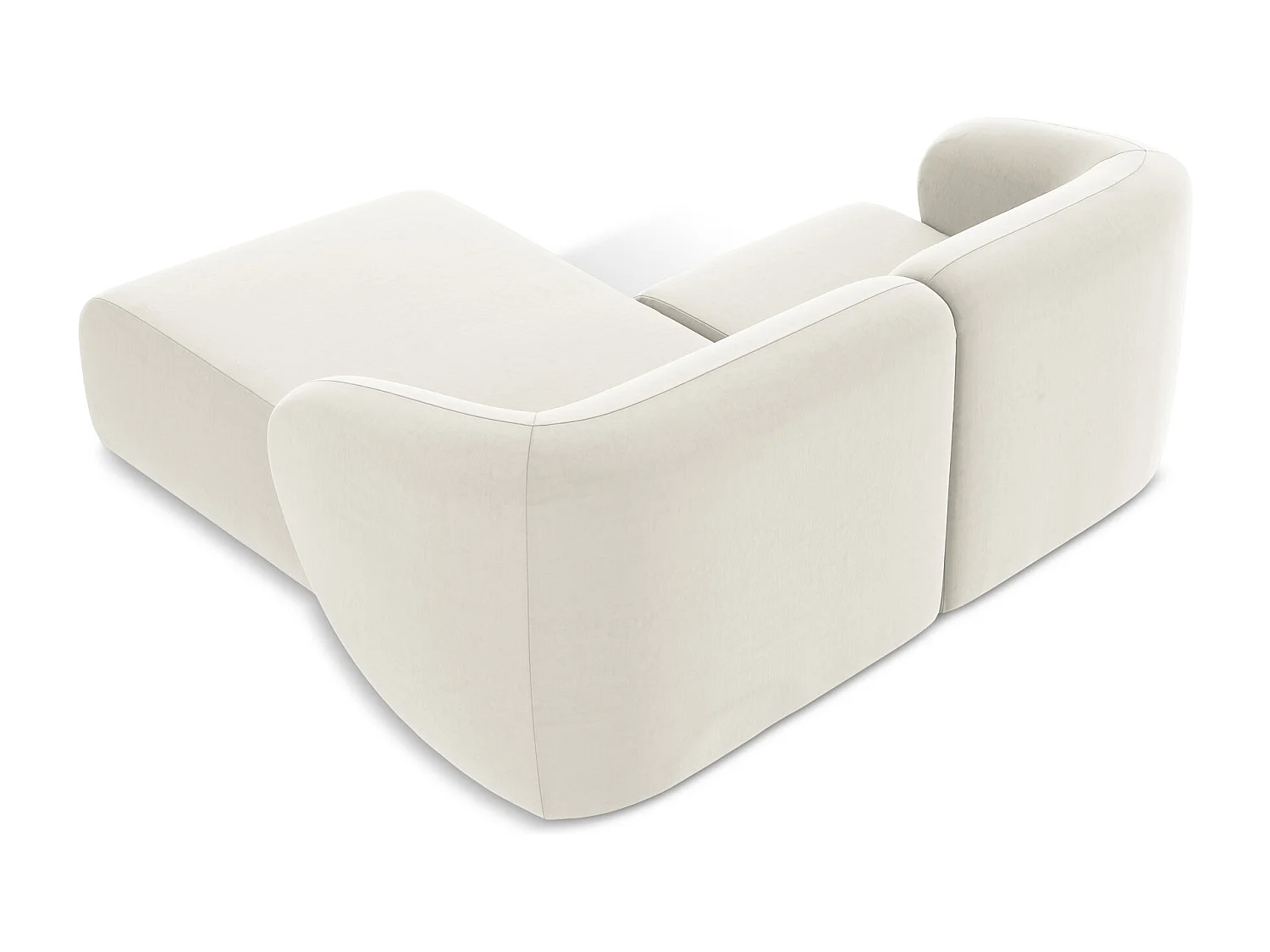 Canapé d'angle 2,5 places modulaire droit en velours - beige clair - LANI